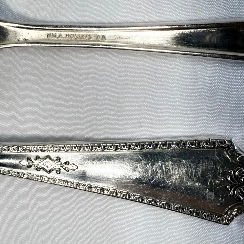 Vintage Rogers 1929 Salad Serving Fork & Spoon Set Silver Plate Berkley Pattern